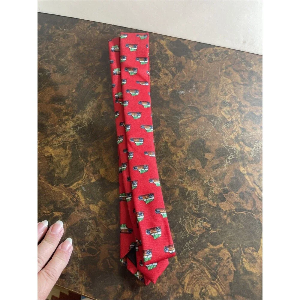 Express Men`s Red Holiday Christmas Tie Christmas Tree